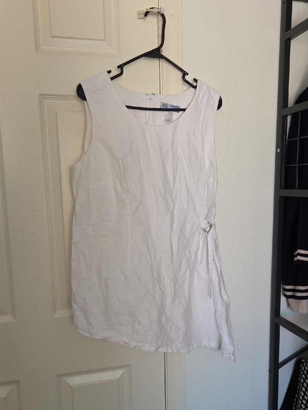 Spiegel White Sleeveless Linen-Blend Side-Tie Tunic 1X